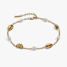 Load image into Gallery viewer, Seashell &amp; Pearl Inline Charm Anklet