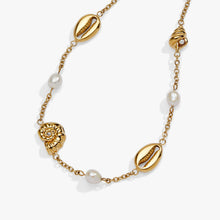 Load image into Gallery viewer, Seashell &amp; Pearl Inline Charm Anklet