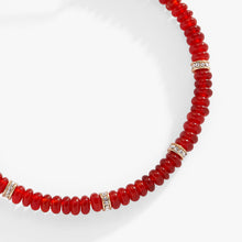 Load image into Gallery viewer, Red Semi-Precious Rondelle Beaded Bangle