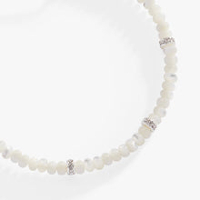 Load image into Gallery viewer, White Semi-Precious Rondelle Beaded Bangle