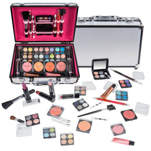 SHANY Carry All Make up Train Case with Pro Makeup Set , Beauty Brushes, Lipsticks, Eye Shadows, Blushes, Powders, and more - Reusable Cosmetics Storage Organizer - Premium Gift Packaging - SHOP  - MAKEUP SETS - ITEM# SH-10402-PARENT