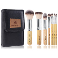 Load image into Gallery viewer, Bamboo Makeup Brush Set With Cotton Pouch