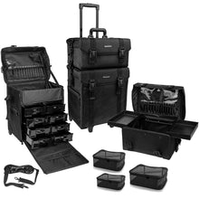 Load image into Gallery viewer, Soft Makeup Artist Rolling Trolley Cosmetic Case with Free Set of Mesh Bag
