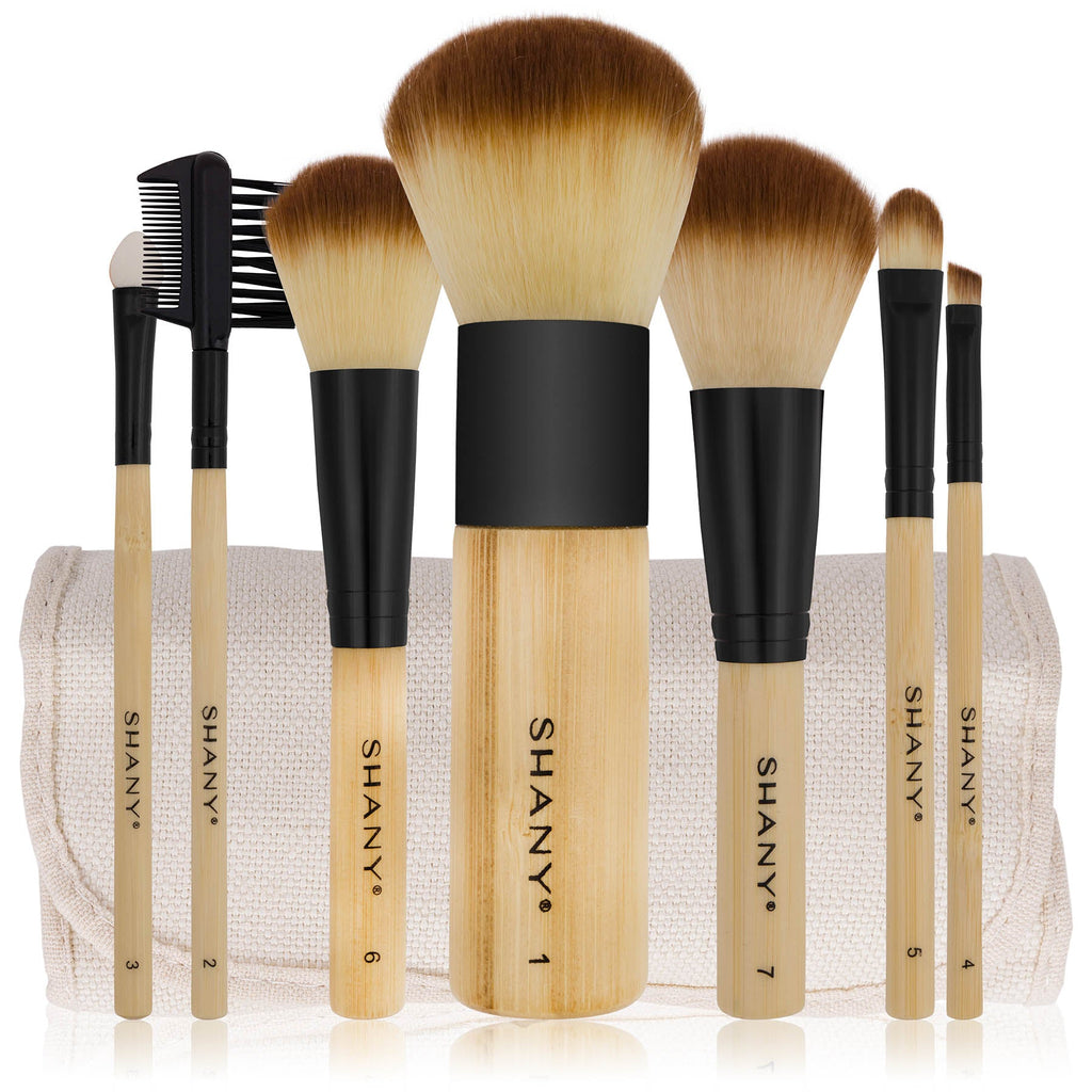 SHANY Bamboo Makeup Brush Set - Vegan Professional Makeup Brushes With Premium Synthetic Hair & Cotton Pouch for Easy Brush Storage - SHOP  - BRUSH SETS - ITEM# SH-BR007-PARENT