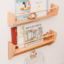 Load image into Gallery viewer, Nursery Wall Shelf with Hooks