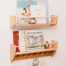 Load image into Gallery viewer, Nursery Wall Shelf with Hooks