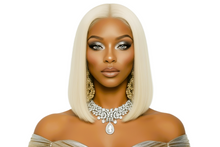 Load image into Gallery viewer, Platinum Blonde 613 Short Bob 18' Swiss Lace Front Brazilian Human Unprocessed Remy Hair
