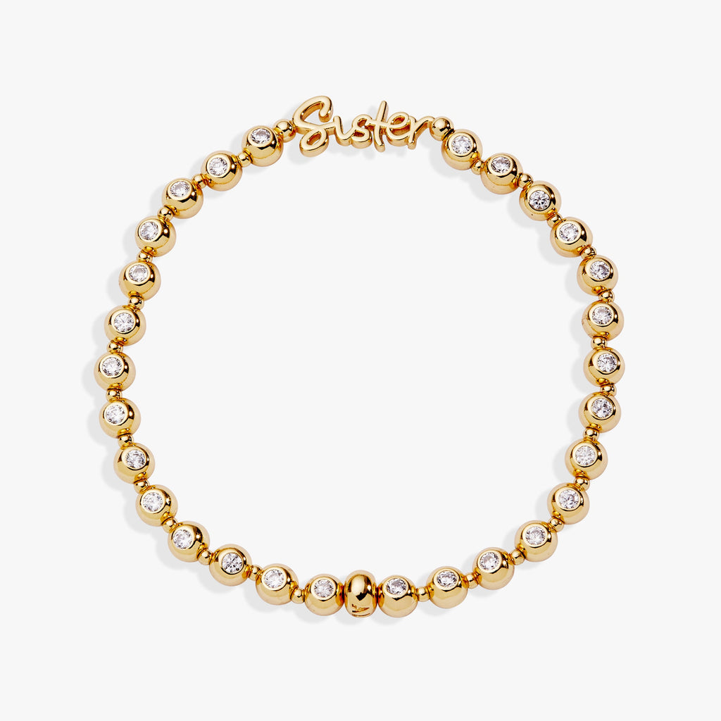 Sister Elongated Crystal Stretch Bracelet
