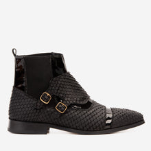 Load image into Gallery viewer, The Orion Black Snakeskin Pattern Leather Double Monk Strap Men Boot