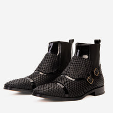 Load image into Gallery viewer, The Orion Black Snakeskin Pattern Leather Double Monk Strap Men Boot