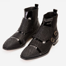 Load image into Gallery viewer, The Orion Black Snakeskin Pattern Leather Double Monk Strap Men Boot