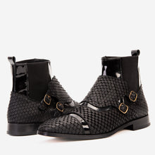Load image into Gallery viewer, The Orion Black Snakeskin Pattern Leather Double Monk Strap Men Boot