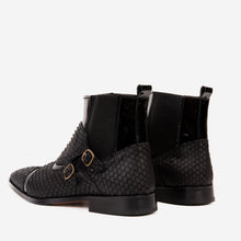 Load image into Gallery viewer, The Orion Black Snakeskin Pattern Leather Double Monk Strap Men Boot