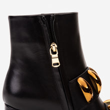 Load image into Gallery viewer, The Eclipse Black &amp; Gold Leather Block Heel Women Boot