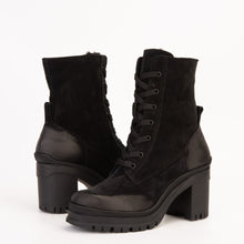 Load image into Gallery viewer, The Elera Black Leather Block Heel Women Boot