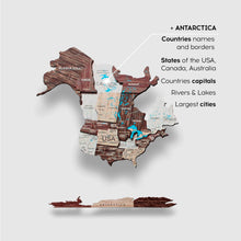 Load image into Gallery viewer, 3D Wooden World Map Cappuccino (for US only)