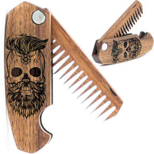 Load image into Gallery viewer, Wooden Beard Comb – Skull Design
