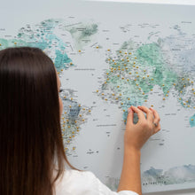Load image into Gallery viewer, World Map on Canvas - Sky Blue