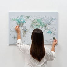 Load image into Gallery viewer, World Map on Canvas - Sky Blue