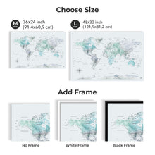 Load image into Gallery viewer, World Map on Canvas - Sky Blue