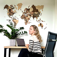 Load image into Gallery viewer, 3D Wooden World Map Smokey