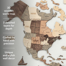 Load image into Gallery viewer, 3D Wooden World Map Smokey