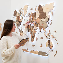 Load image into Gallery viewer, 3D LED Wooden World Map 3.0 Smokey