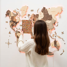 Load image into Gallery viewer, 3D LED Wooden World Map 3.0 Smokey