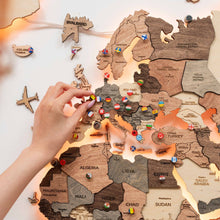 Load image into Gallery viewer, 3D LED Wooden World Map 3.0 Smokey