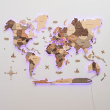 Load image into Gallery viewer, 3D LED Wooden World Map 3.0 Smokey