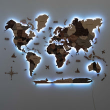 Load image into Gallery viewer, 3D LED Wooden World Map 3.0 Smokey