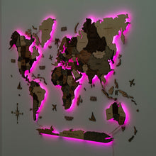 Load image into Gallery viewer, 3D LED Wooden World Map 3.0 Smokey