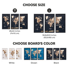 Load image into Gallery viewer, Triptych Wall Art - Wooden World Map (Smokey)
