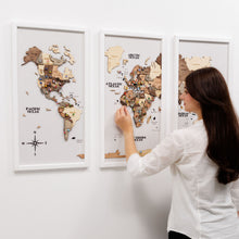 Load image into Gallery viewer, Triptych Wall Art - Wooden World Map (Smokey)