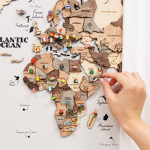 Load image into Gallery viewer, Triptych Wall Art - Wooden World Map (Smokey)