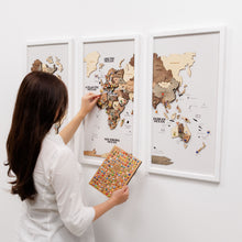 Load image into Gallery viewer, Triptych Wall Art - Wooden World Map (Smokey)