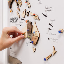 Load image into Gallery viewer, Triptych Wall Art - Wooden World Map (Smokey)