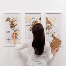 Load image into Gallery viewer, Triptych Wall Art - Wooden World Map (Smokey)
