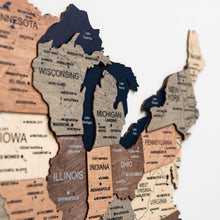 Load image into Gallery viewer, Wooden 3d Map of USA - Smokey