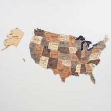 Load image into Gallery viewer, Wooden 3d Map of USA - Smokey