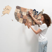 Load image into Gallery viewer, Wooden 3d Map of USA - Smokey