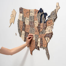 Load image into Gallery viewer, Wooden 3d Map of USA - Smokey