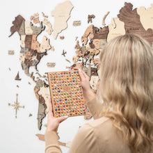 Load image into Gallery viewer, 3D Wooden World Map Smokey