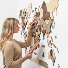 Load image into Gallery viewer, 3D Wooden World Map Smokey