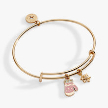 Load image into Gallery viewer, Winter Wonderland Mitten and Snowflake Charm Bangle