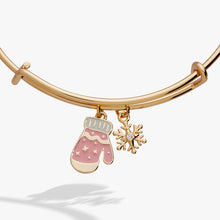Load image into Gallery viewer, Winter Wonderland Mitten and Snowflake Charm Bangle