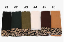 Load image into Gallery viewer, Solid Color Leopard-Print Embellished Crinkle Scarf Hijab (MH181)