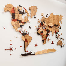 Load image into Gallery viewer, 3D Solid Wooden World Map