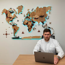Load image into Gallery viewer, 3D Solid Wooden World Map
