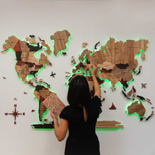 Load image into Gallery viewer, 3D Solid Wooden World Map